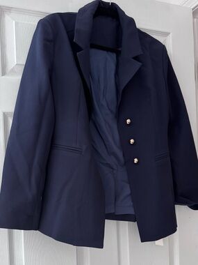Commense Navy Blue Tailored Blazer with Gold Buttons